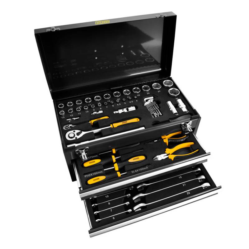 Juego Herram.caja Metalica Bandejas (Mm 90Pz) Barovo