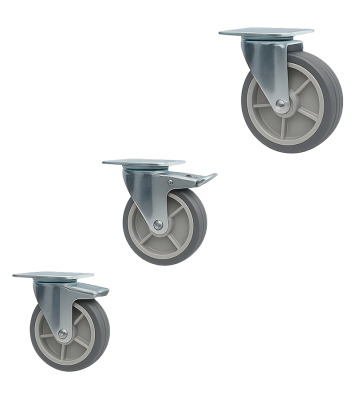 Ruedas De Polipropileno C/Goma Gris C/Soporte Serie 