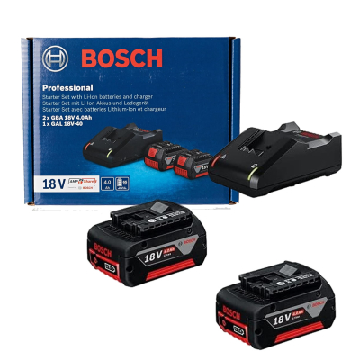 Starter Kit (2 Baterias 18V 4Ah + Cargador Gal 18V-40)  Bosch 1600A02Rn0