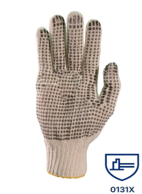 Guantes Hilo Moteado Algodón Natural Gris/Bla. Económico Dps
