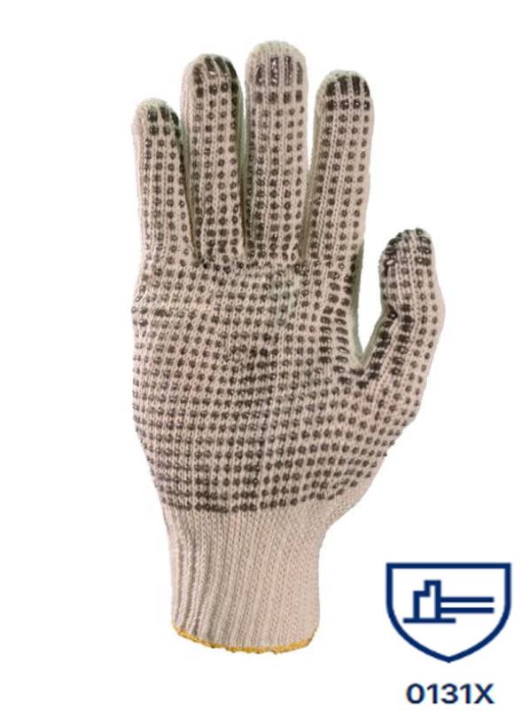 Guantes Hilo Moteado Algodón Natural Gris/Bla. Económico Dps